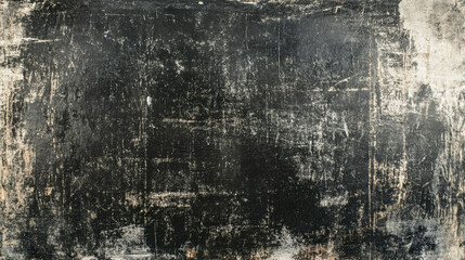 Distressed black grunge surface with gray scratches and textured noise for vintage aesthetic