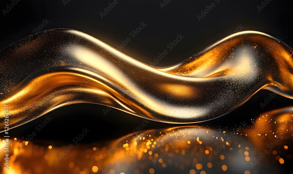 Poster abstract golden wave with sparkling particles, a luxurious design element for creative projects and 