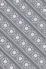 Fototapeta premium Floral Pattern with Abstract Geometric Elements on Grey Background. Illustration