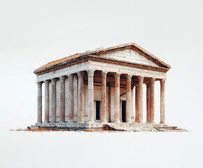 Fototapeta premium Klassisches architektonisches Meisterwerk: Antiker Tempel in exakter Symmetrie