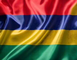 Obraz premium Vibrant Mauritius flag waving with luxurious satin texture - Patriotic and cultural symbol