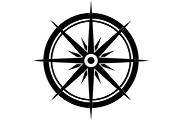 compass rose vector silhouette isolated on white, compass icon illustration 