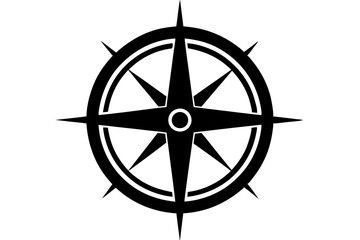 compass rose vector silhouette isolated on white, compass icon illustration 