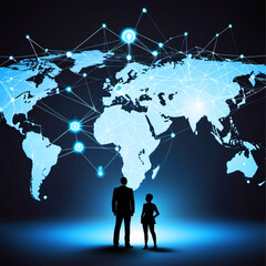 The concept of digital world and connection. the global network or the virtual world. Generative AI 