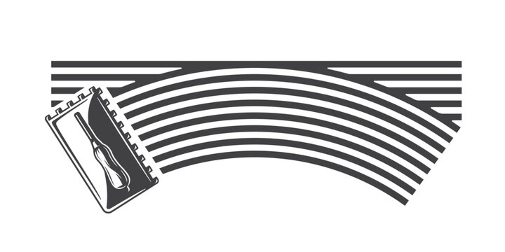 Trowel laying floor tiles and cement adhesive. Texture of cementitious adhesive from a trowel for laying wall tiles. Vector illustration