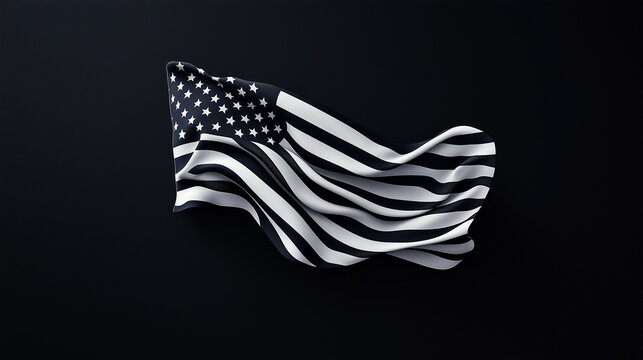 Flagge der USA im monochromen Stil auf schwarzem Hintergrund

