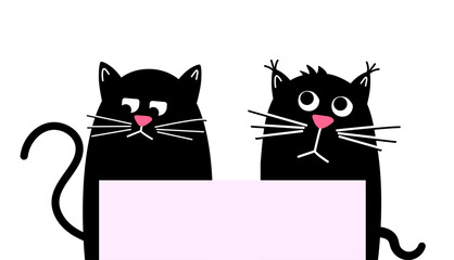 Happy  Cute cat is sitting -  Page.  A cozy house.