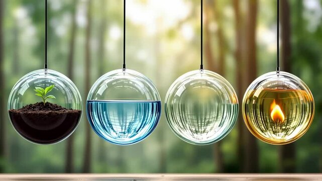 The Four Elements Encapsulated in Glass Spheres: A Study of Nature&rsquo;s Balance