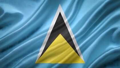 Vibrant Saint Lucia flag waving with luxurious satin texture - Patriotic and cultural symbol