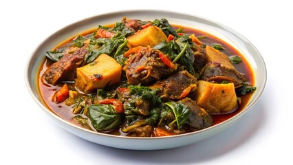 Hearty Spinach and Potato Stew in a Bowl