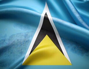 Vibrant Saint Lucia flag waving with luxurious satin texture - Patriotic and cultural symbol