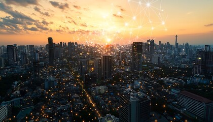 Communication technology for global business and telecommunication, featuring IoT, blockchain, and cryptocurrency