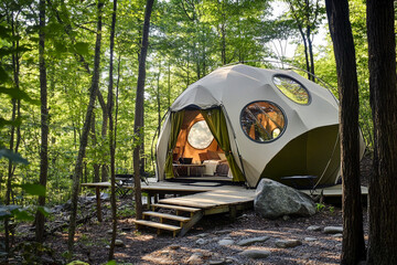Dome invites relaxation and nature. Generative AI