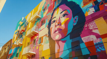 Obraz premium Women’s History Month Celebration with Urban Murals Depicting Famous Women