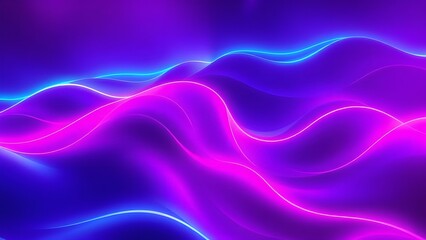 Futuristic Neon Cyberpunk Waves Abstract Background in Vibrant Glowing Colors.