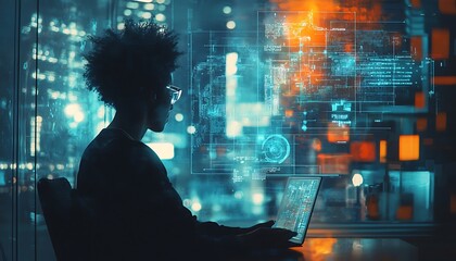 Concept digital transformation, representing the next generation technology and digital innovation