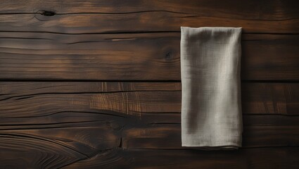 Beige Cloth Napkin on Dark Wooden Table – Minimalist Dining Setting