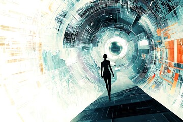 Conceptual illustration artificial intelligence, symbolizing advanced technology and intelligent systems in a futuristic setting