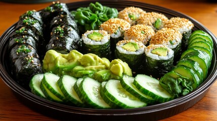 Assorted Sushi Platter with Fresh Ingredients and Colorful Presentation