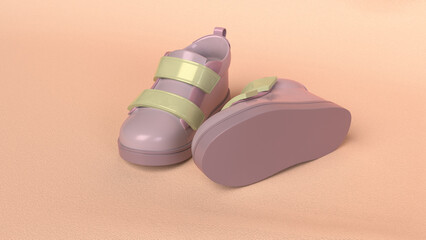 pink baby slipper on pink backdrop