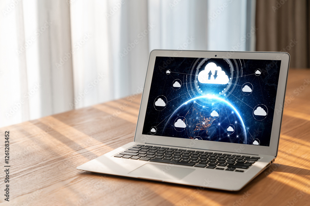 Poster cloud computing software for modish remote work and personal data storage