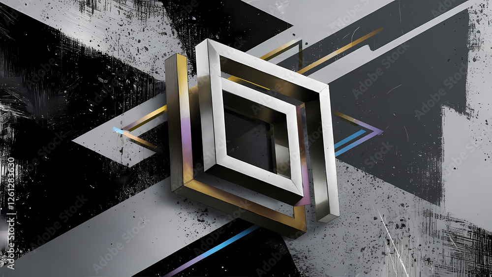Poster a geometric 3d shape with a rectangular design create an intriguing dynamic perspective - digital ar