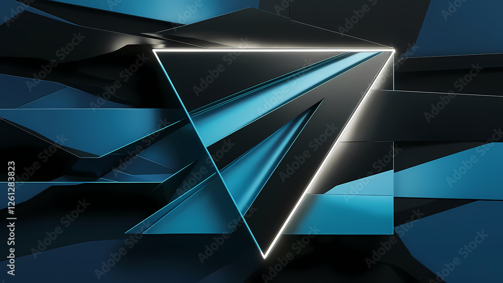 Poster a 3d effect with sharp edges of a dark blue and black abstract background - digital art
