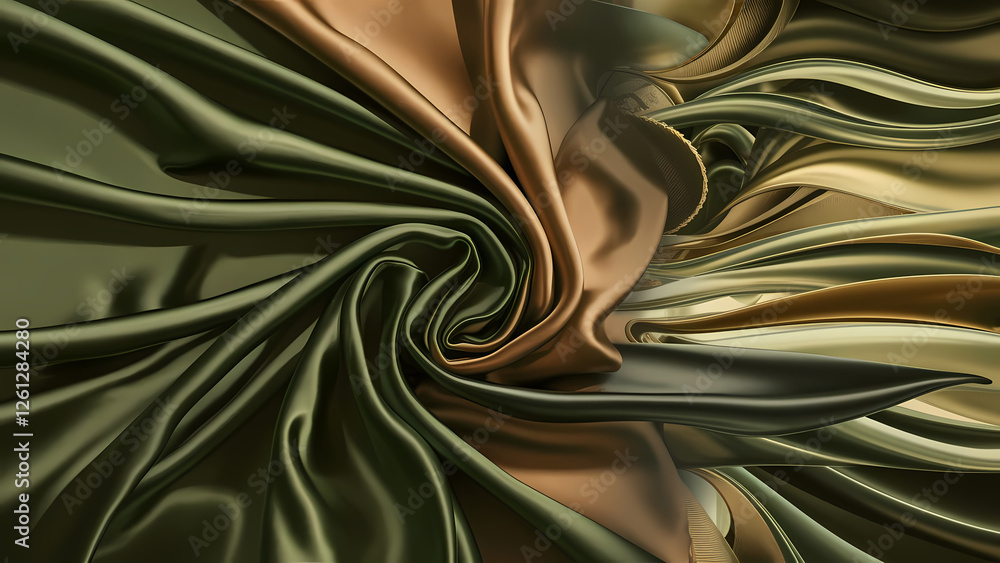 Poster a luxurious green brown silk satin fabric appears both matte and shimmering creating an intriguing t