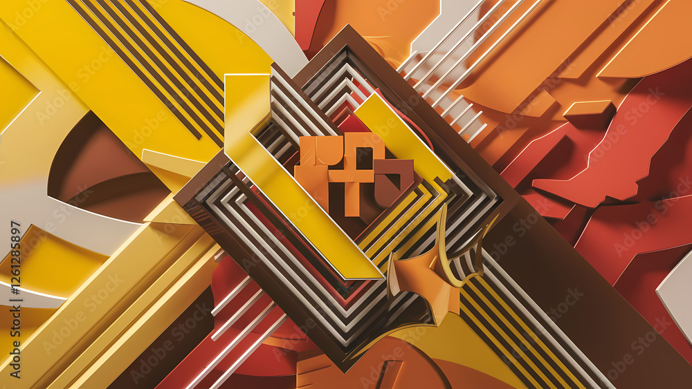 Poster an abstract background design featuring a composed of geometric shapes such as triangles, squares, a