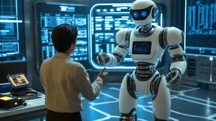 Human Interaction with Advanced Humanoid Robot in Futuristic Lab