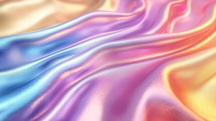 Obraz premium Colorful silk fabric waves studio textile photography soft texture close-up vibrant patterns