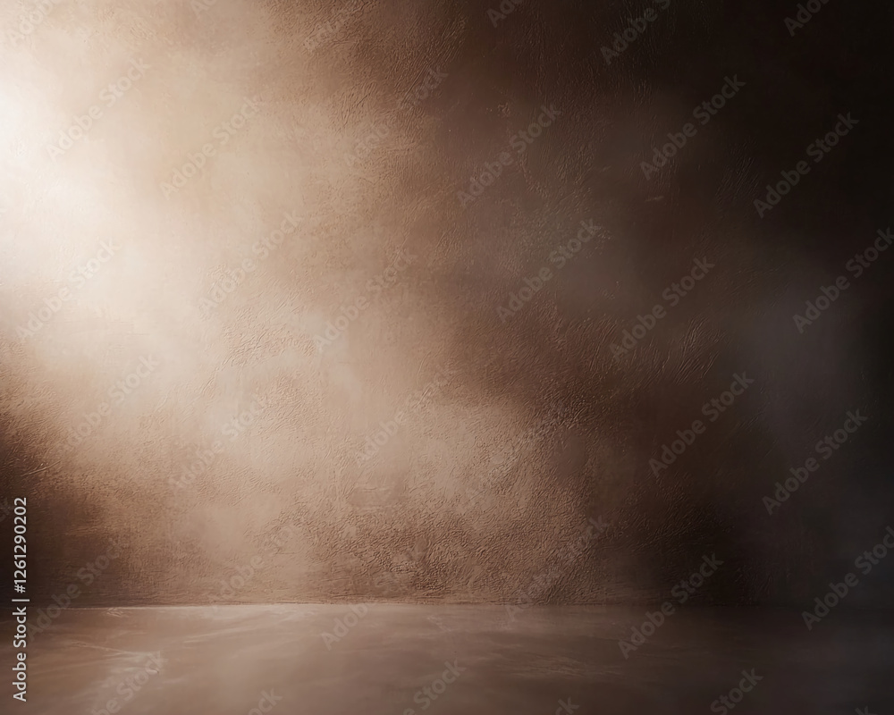 Aufkleber A warm light illuminating a textured wall with soft shadows on the floor, creating an atmospheric, calm, and serene environment. This photo showcases peaceful tranquility.