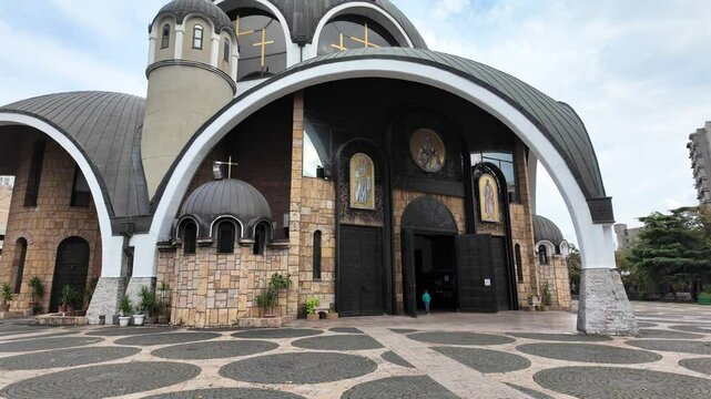 A view of the historic Church of St. Clement of Ohrid in Skopje, Macedonia