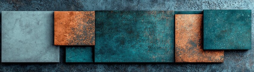 Abstract artwork displaying textured panels indoor gallery visual art modern environment artistic view creative concepts
