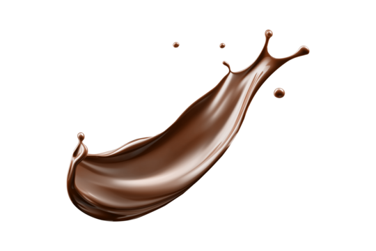 melted chocolate splash isolated on transparent background, cut out
