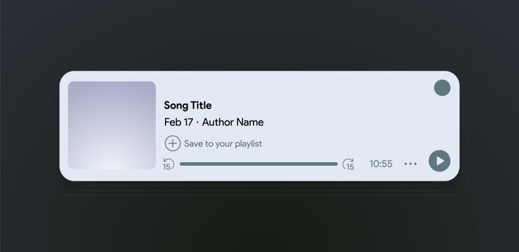 Mobile music player interface. Podcast turntable template. Audio streaming service layout. Profile, Album, Song, Singer, blog mockup. Apple music, deezer, spotify screen. Vector illustration.