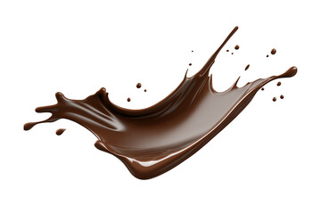 melted chocolate splash isolated on transparent background, cut out