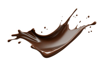 melted chocolate splash isolated on transparent background, cut out