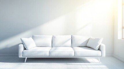 Bright Minimalist Living Room with White Couch and Natural Light