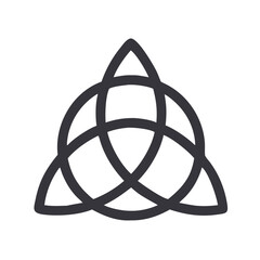 Minimalist triquetra symbol in black line art style on a white background