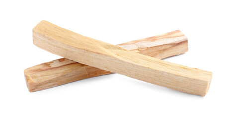 Two palo santo sticks on white background