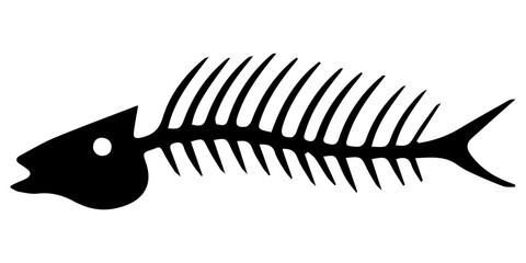 Illustration of a fish skeleton in a minimalist style showcasing its detailed structure