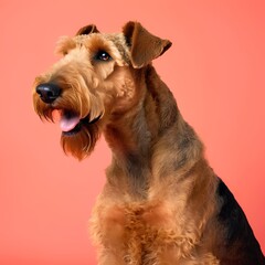 Adorable Airedale Terrier dog close up