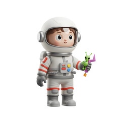 Colorful 3D illustration of a cartoon astronaut, representing space exploration and adventure, isolated on a white background for a clear and engaging design