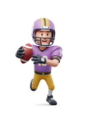 american football player running.  Illustration 3d isolated white background 