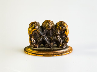 Souvenir figurines of the three monkeys, symbolizing the Buddhist idea of non-doing of evil, see...