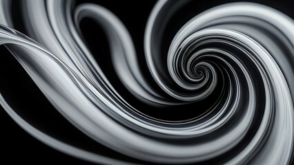 Smoky black and ghostly silver ink swirl together in an elegant, hypnotic liquid dance, evoking mystery and sophistication