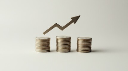 Investing in growth three stacks of coins business office photo professional environment close-up wealth management