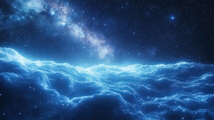 Fototapeta premium Cosmic nebulae, ethereal waves, starry night sky, outer space