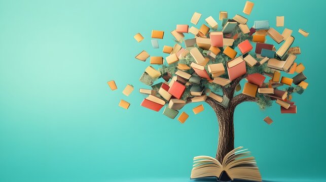 International literacy day concept with tree with books